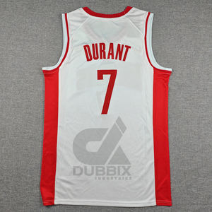 Venta al por Mayor de Ropa para Hombre Nueva Colección 2025 # Camiseta de Baloncesto de Kevin Durant de los Houston, Número 7, Roja, Bordada, Estilo Swingman - Product Image 2
