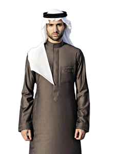 OEM 2025 Vêtements islamiques arabes de haute qualité Dubaï Thawb Jubba pour hommes à manches courtes Thobes ethniques Couleur unie Thobe musulman pour hommes - Product Image 4