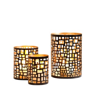 Wholesale Handcrafted Metal Cutwork Votive Holder Decorative Bronze Finish Floral Pattern <b>Tealight</b> <b>Candle</b> Lantern For Home Decor - Product Image 2