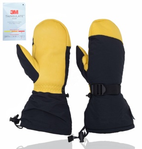 Gants de ski d'hiver imperméables hommes femmes gants de snowboard en cuir de vachette écran tactile mode mitaines gants avec logo personnalisé - Product Image 1