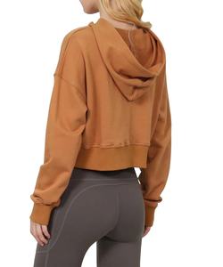 Sudadera con capucha de algodón de calle alta de alta calidad Sudadera con capucha de manga larga de Color sólido sin bolsillo para mujer Sudaderas con capucha personalizadas con tu logotipo - Product Image 2