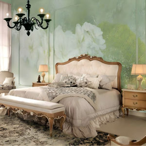 Juego de dormitorio King de madera de teca maciza europea de lujo, cama cómoda tallada a mano clásica, 2 mesitas de noche, banco, hogar tradicional - Product Image 1