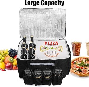 Bolsa Térmica para Entrega de Alimentos con 4 Portavasos, Bolsa Térmica Grande para Catering, Estuche para Transportar Pizza, Aislada para Mantener Caliente y Frío - Product Image 5