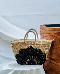 Nouvelle collection d'herbe de carex raffinée du Vietnam tissée à la main magnifiquement combinée motifs de fils délicats fermeture ouverte deux poignées - Product Image 4