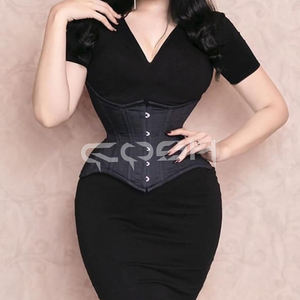 Corsets en coton noir amincissants pour le bas du buste et la taille |   Corsets amincissants en coton noir - Product Image 3