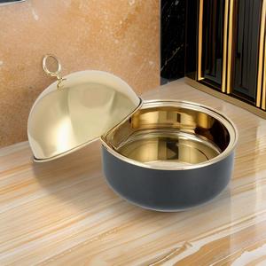Casserole de luxe de style arabe Plat de service isotherme à poignée lunaire en acier inoxydable plaqué or Plat de service pour buffet - Product Image 6