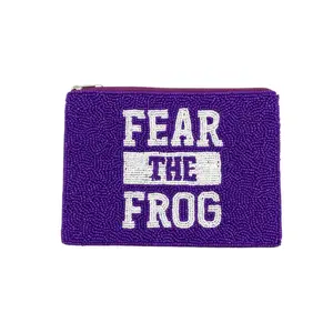 Fear the Frog Gameday dompet koin dengan manik-manik, aksesori tim Spirit-dompet manik-manik unik untuk penggemar