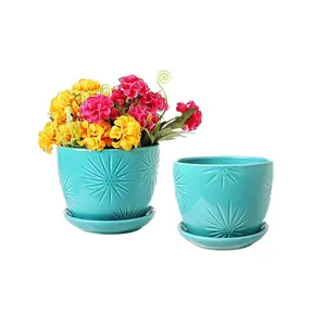 Luxus himmelblau Keramik-Blumentosen dekorativ Hochzeit Zuhause Aufbewahrung Ingwer-Blumentöpfe für Haus dekorative Artikel Verkauf