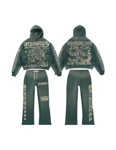 ชุดเสื้อผ้าแนวสตรีทผ้าคอตตอนแบบลำลองสำหรับผู้ชายชุดเสื้อผ้าแฟชั่นแบบสวมศีรษะของ100% ผลิตตามสั่ง - Product Image 4