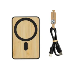 Banques d'alimentation promotionnelles durables Zen en bambou magnétique – Gadgets écologiques - Product Image 1