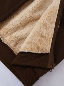 Sweat à capuche en polaire Sherpa pour femmes-Logo personnalisé Tissu Teddy doux Surdimensionné Respirant Pull écologique - Product Image 4