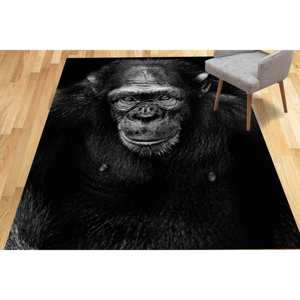 Alfombra con Estampado de Mono: Diseño Animal en Blanco y Negro, Alfombra Fácil de Limpiar, Alfombra Suave No Tejida - Product Image 5