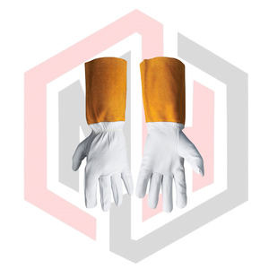 ถุงมือหนังวัวสีน้ำตาลสำหรับงานเชื่อม ทนทาน ป้องกันการฉีกขาด ป้องกันการบาด ป้องกันความร้อน สำหรับดับเพลิง หนัก 11 ออนซ์ - Product Image 5