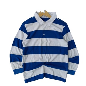 Camiseta de Rugby de Algodón de Alta Calidad de 240 GSM, Azul y Blanca a Rayas, Manga Larga, Logotipo Bordado Personalizado, Camisetas de Polo de Rugby para Hombre - Product Image 1