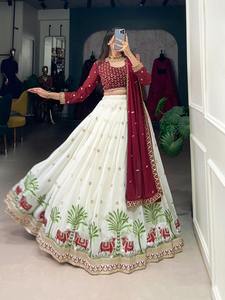 Vêtements de mariage tenue indienne exclusive dernière indienne meilleur tissu Georgette Lehenga Choli paillettes fil broderie travail à vendre - Product Image 2