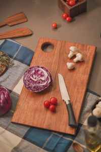 Large serving wooden chopping board with natural rustic edges for an authentic <b>farmhouse</b>-<b>style</b> <b>table</b> presentation - Product Image 2