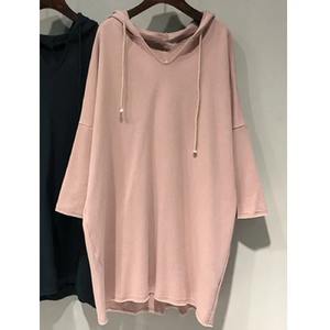 Nuevo verano edad reducción vitalidad deportes ocio suelto de gran tamaño manga corta Color sólido canguro bolsa cordón Sudadera con capucha - Product Image 6