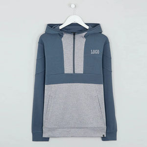 เสื้อฮู้ดซิปออกแบบเอง ขายส่ง ผ้าฝ้าย 100% เสื้อฮู้ดซิปผู้ชาย ดีไซน์เนอร์ เสื้อฮู้ดซิปแบบควอเตอร์ซิป - Product Image 4