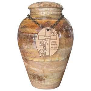 Stunning Mango <b>Wood</b> <b>Urn</b> <b>for</b> Human <b>Ashes</b> Full Size Cremates with Engraving <b>Urn</b> Name Tag - Product Image 2