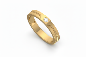 Women's 14K Gold & Natural Elegant Sleek Flush-Set Diamond <b>Band</b> <b>Ring</b> - Product Image 4