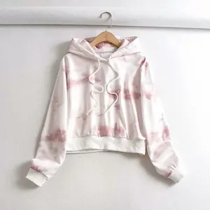 เสื้อฮู้ดแบบสวมหัวแขนยาวมัดย้อมสำหรับผู้หญิงเสื้อครอปมัดย้อมสีสำหรับผู้หญิงกำหนดสีเองได้ - Product Image 3