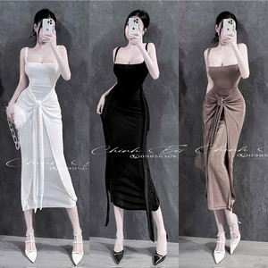 Prêt à Expédier Robe Midi Taille Froncée Soirée Refroidissement Spandex Collections Formelles pour Carrière pour Bureau et Fêtes - Product Image 5
