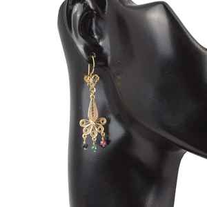 Pendientes Colgantes de Filigrana con Motivo Floral de Oro 22K, Estilo Vintage, de Moda, para Fiestas, Clásicos, Religiosos, con Perlas y Aleación, 70 Años - Product Image 2
