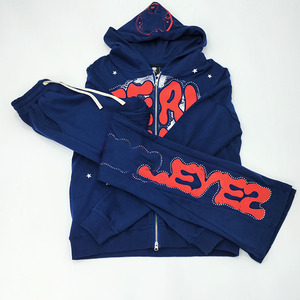 Ensemble deux pièces tricoté sweat à capuche pour hommes respirant OEM survêtement personnalisé décontracté Fitness Jogging costume tenue porter - Product Image 1