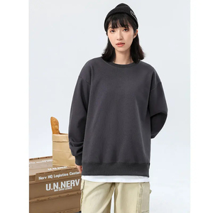 Sweat-shirt en coton doublé de polaire chaud, lourd, à épaules tombantes, col rond, motif logo, décontracté, à manches longues, à capuche - Product Image 5