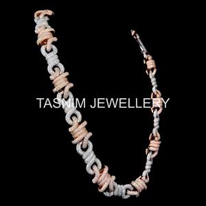 Collar de Cadena de Eslabones de Plata de Ley Duradera con Dije, Moissanita Certificada de Corte Brillante, Chapado en Plata, Estilo Hiphop Cristiano Unisex - Product Image 2