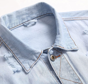 แจ็กเก็ตยีนส์ของผู้ชายสไตล์วินเทจแจ็กเก็ตยีนส์ออกแบบโลโก้ได้ตามต้องการ - Product Image 6