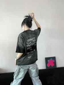 T-shirt de sérigraphie 100% coton surdimensionné lavé à quantité minimale de commande bas personnalisé pour hommes - Product Image 2