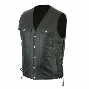 Respirant hommes nouvelle mode cuir de vachette col en v gilet simple boutonnage Vintage motard Style décontracté désert moto chaud - Product Image 1