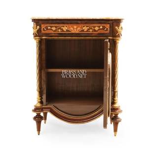 ตู้เก็บรองเท้าหรูหราสำหรับทางเข้าบ้าน พร้อมท็อปหินอ่อนพรีเมียม ลายดอกไม้ประณีต และตกแต่งด้วยทองเหลือง สำหรับตกแต่งภายในแบบพระราชวัง - Product Image 2