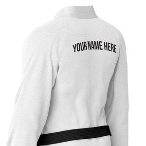 <b>White</b> Taekwondo Uniform 100% Cotton Durable Adult Unisex With Logo On Front Regular Fit Martial Arts Wear Kit - Product Image 5