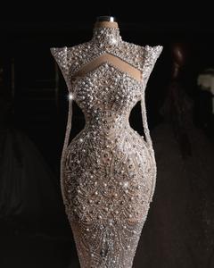 Vestido de Gala de Lujo en Bronce Talla Grande Transpirable sin Tirantes con Silueta de Sirena Totalmente Bordado a Mano y Talle Natural - Product Image 3