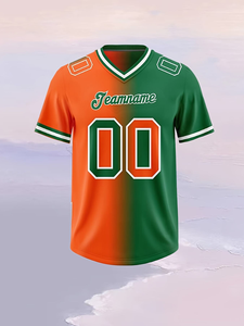 Camiseta de Fútbol Personalizada con Cuello en V y Manga Corta en Degradado Verde Azulado y Morado, Nombre del Equipo y Número Impresos, Tejido Transpirable Antibacteriano - Product Image 6
