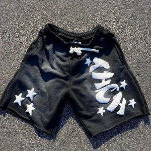 กางเกงขาสั้นผ้าฝ้าย100% ผู้ชายพิมพ์ลายพัฟฟ์เทอร์รี่ฟอกสีกรด - Product Image 4