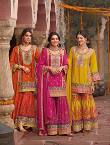Dernière collection Hevey Chinon brodée Salwar Kameez avant arrière pour adultes fêtes prêt-à-porter indien pakistanais vêtements - Product Image 6