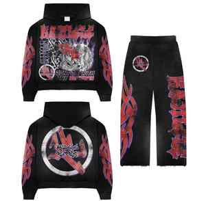 Conjunto de Sudadera con Capucha de Algodón Lavado al Ácido para Hombre, con Logotipo Personalizado, Transpirable, Resistente al Viento, Ecológico, para Gimnasio, Fitness y Uso Casual en Invierno - Product Image 1