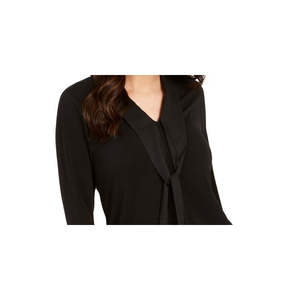 Top in Crepe con Collo all'Americana Comodo da Donna Charter Club, Silhouette Aderente Nera, Disponibile nelle Taglie Petite e Medium - Product Image 2