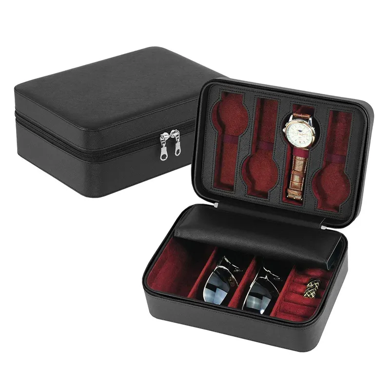 Customs Regali da uomo in pelle per orologi da viaggio di lusso per occhiali da sole organizer scatole di velluto linner portagioie con logo