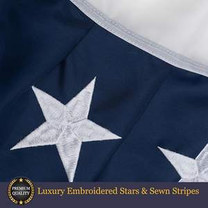 Drapeaux de fanionnage extérieurs imperméables et durables 3x6 pieds en polyester avec mât en aluminium, drapeau américain étoiles brodées pour le 250e anniversaire - Product Image 5