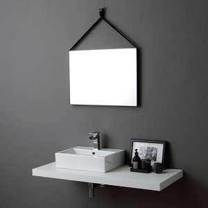 Espejo de Baño Rectangular de 70x50 cm con Marco de Cuero Negro - Product Image 4