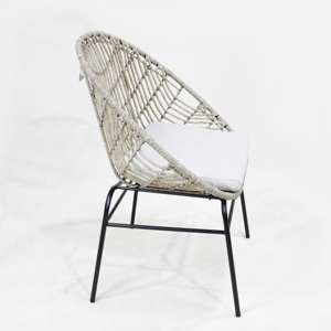 Chaise longue en rotin en plastique durable Comhome avec coussins doux et rangement intégré pour une utilisation confortable - Product Image 5