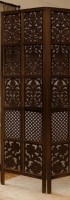 Paravent en bois sculpté à la main Smart Art, design en bois d'ingénierie, finition marron antique, cloison à 3 panneaux pour la décoration intérieure
