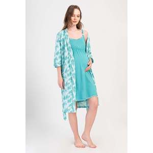 KADIN P.SUPREM IP ASKILI HAMILE TUNIK 3/4 KOL SABAHLIK TAKIM - ซุมรุต - ซุมรุต - Product Image 3