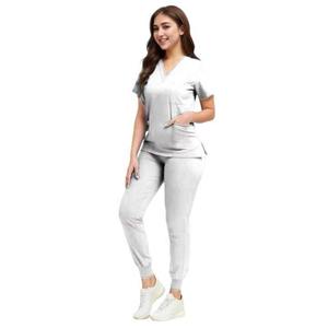 ชุดสครับผ้ายีนส์สำหรับมืออาชีพด้านการดูแลสุขภาพปรับแต่งสีโลโก้ - Product Image 2