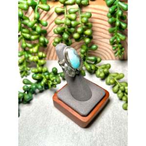 Kobe Martinez Dry Creek Turquoise & Sterling Silver <b>Adjustable</b> Boho Statement <b>Ring</b> for Everyday Wear Smooth Cut Natural Stone - Product Image 2