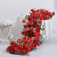 Chemin de table en fleurs de soie de luxe personnalisé, centre de table floral romantique écologique pour la décoration de table à manger, décorations de mariage